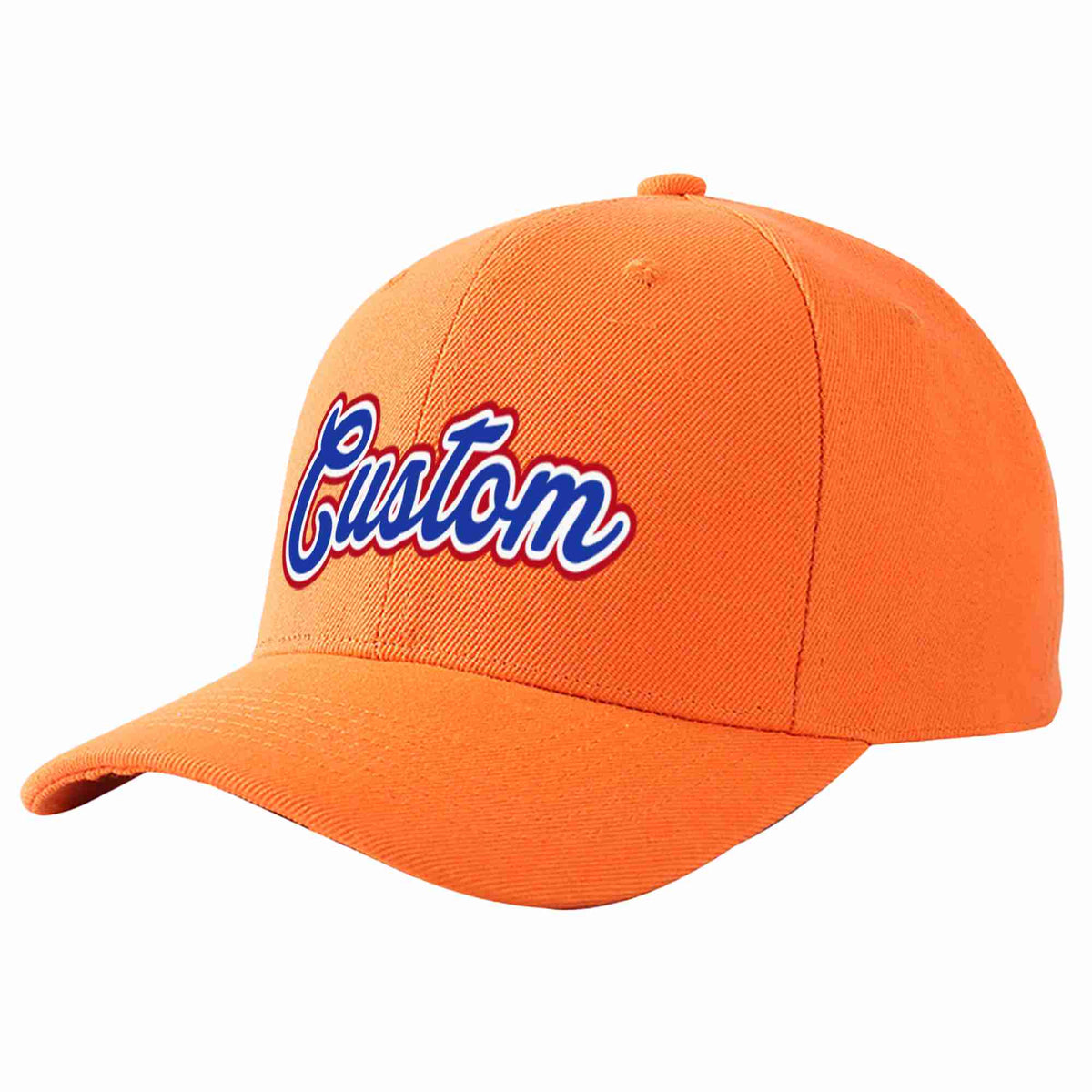 Custom Orange Royal-White Curved Eaves Sport Baseball Cap Design for Men/Women/Youth