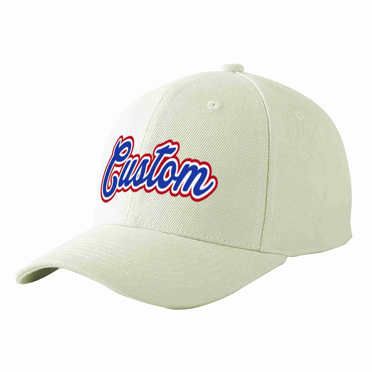 Custom Cream Royal-White Curved Eaves Sport Baseball Cap Design for Men/Women/Youth
