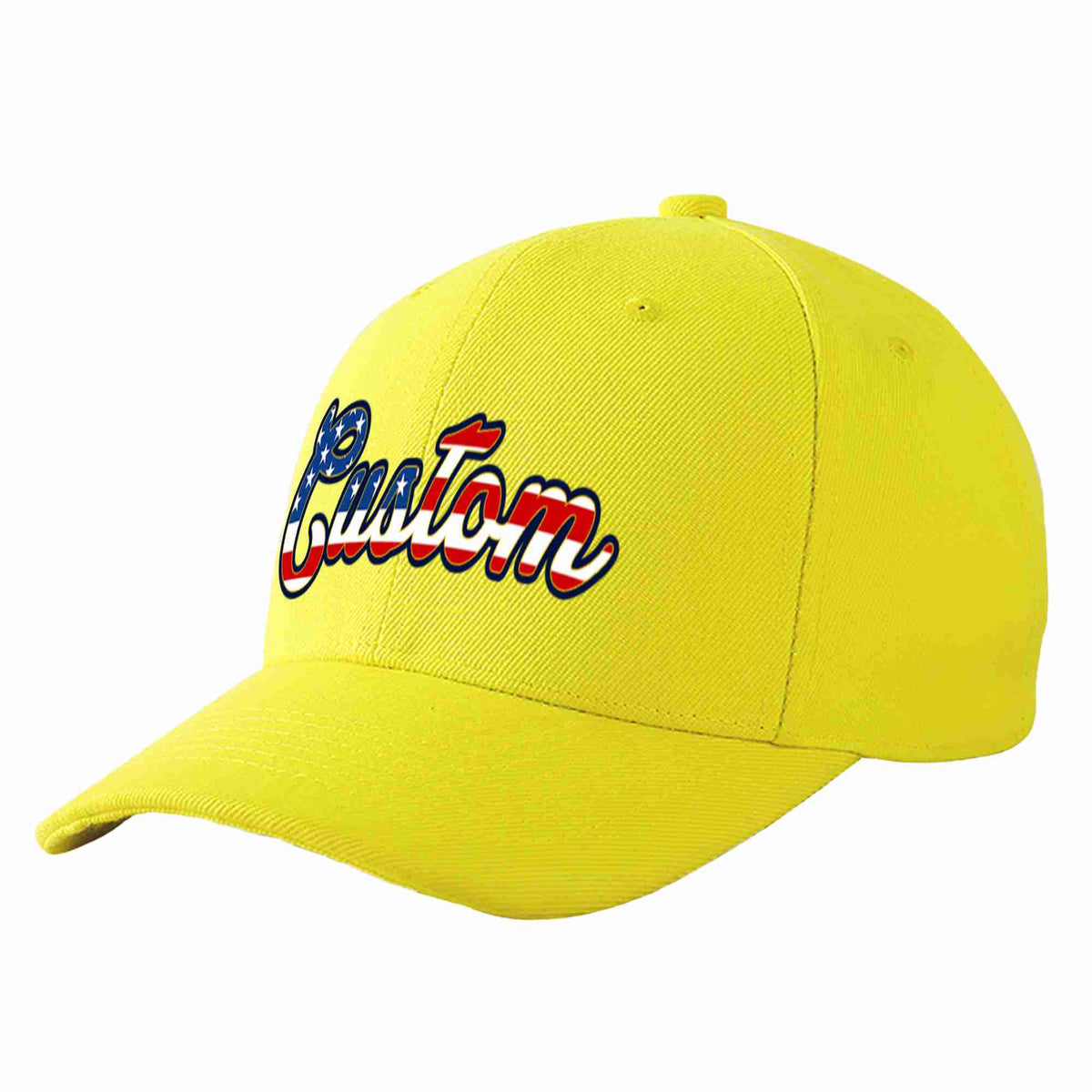 Custom Yellow Vintage USA Flag-Gold Curved Eaves Sport Baseball Cap Design for Men/Women/Youth