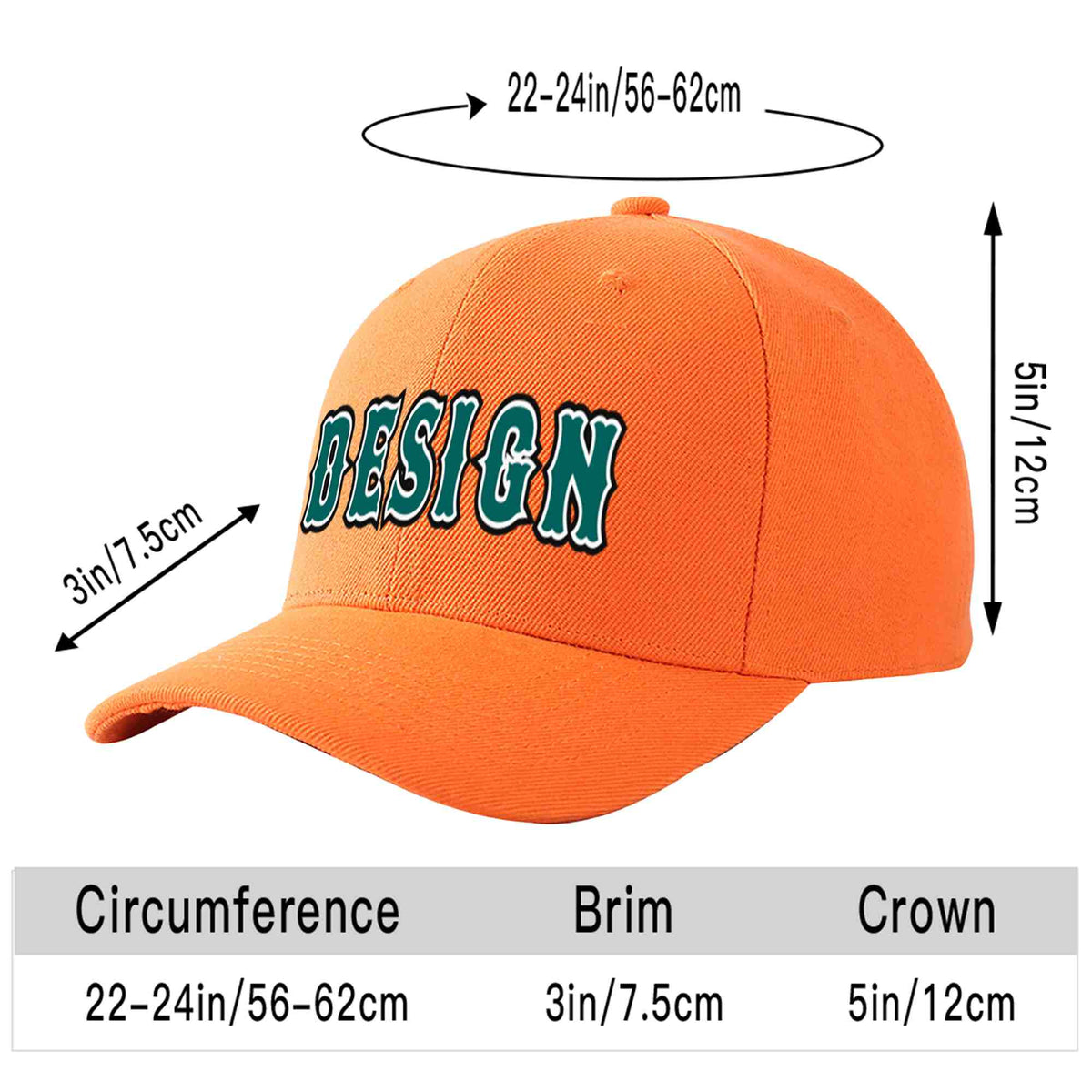 Custom Orange Aqua-White Curved Eaves Sport Design Baseball Cap