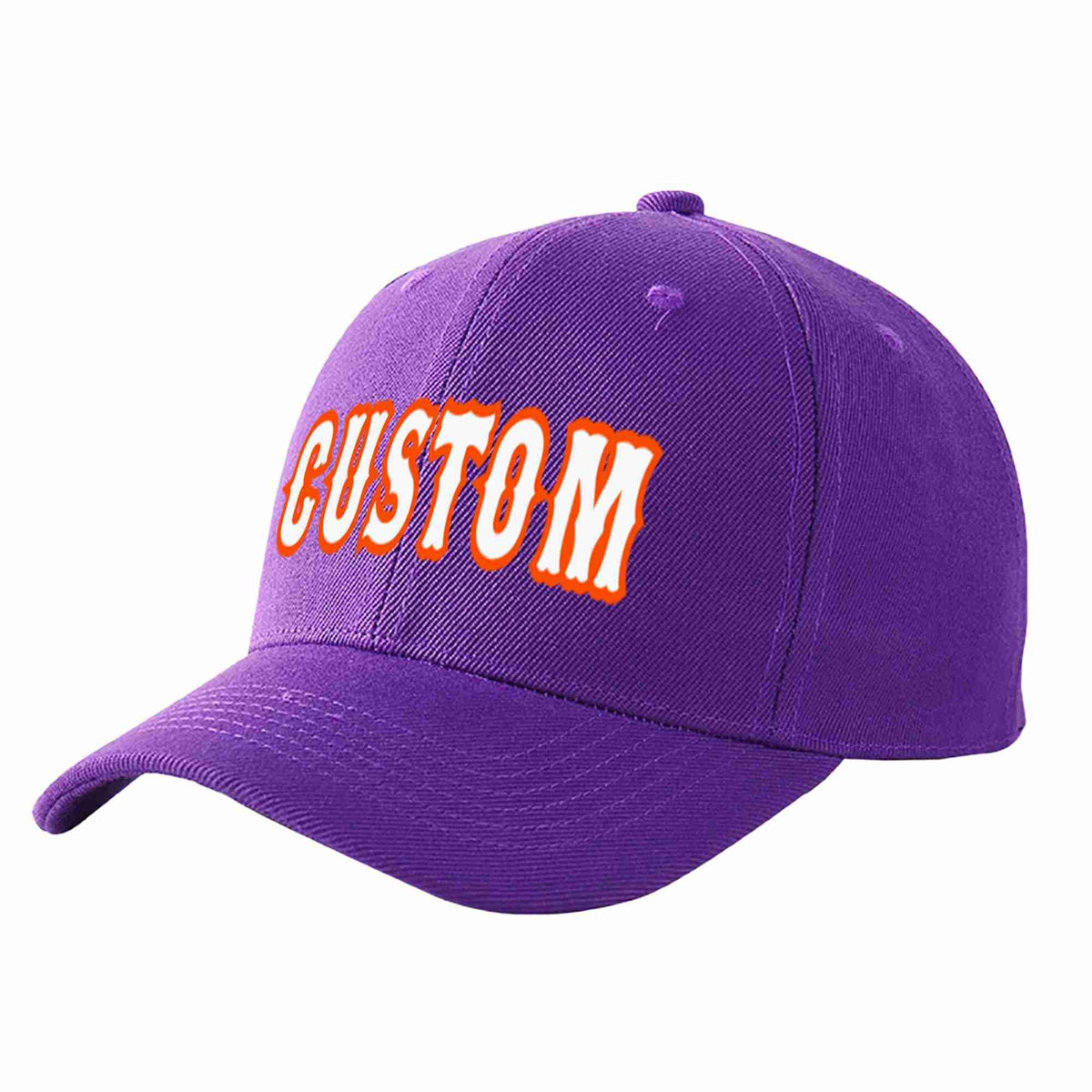 Custom Purple White-Orange Curved Eaves Sport Baseball Cap Design for Men/Women/Youth
