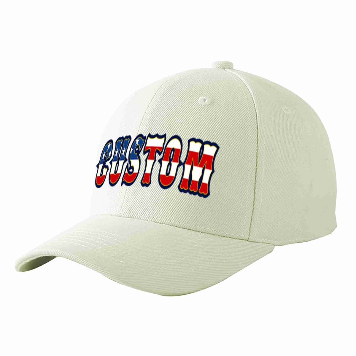 Custom Cream Vintage USA Flag-Gold Curved Eaves Sport Baseball Cap Design for Men/Women/Youth