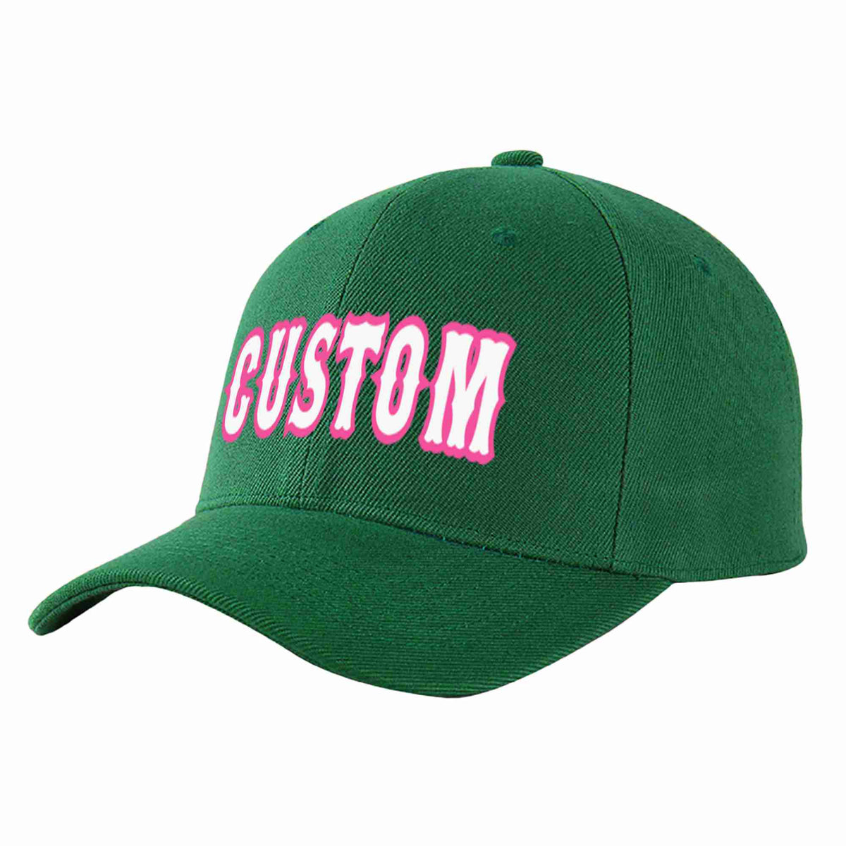 Custom Green White-Pink Curved Eaves Sport Baseball Cap Design for Men/Women/Youth