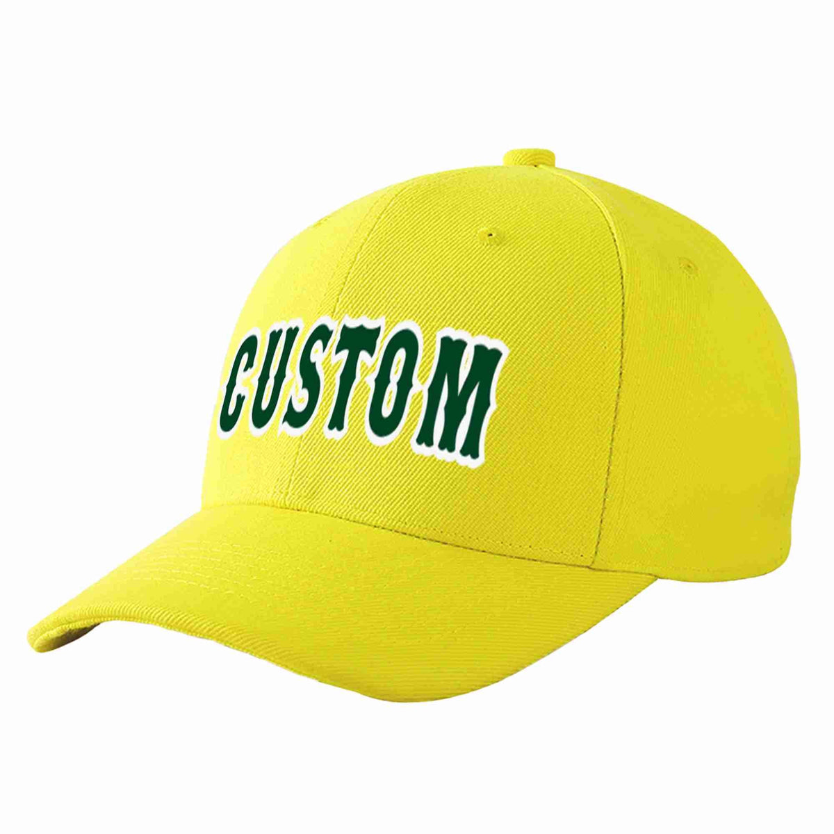 Custom Yellow Green-White Curved Eaves Sport Baseball Cap Design for Men/Women/Youth