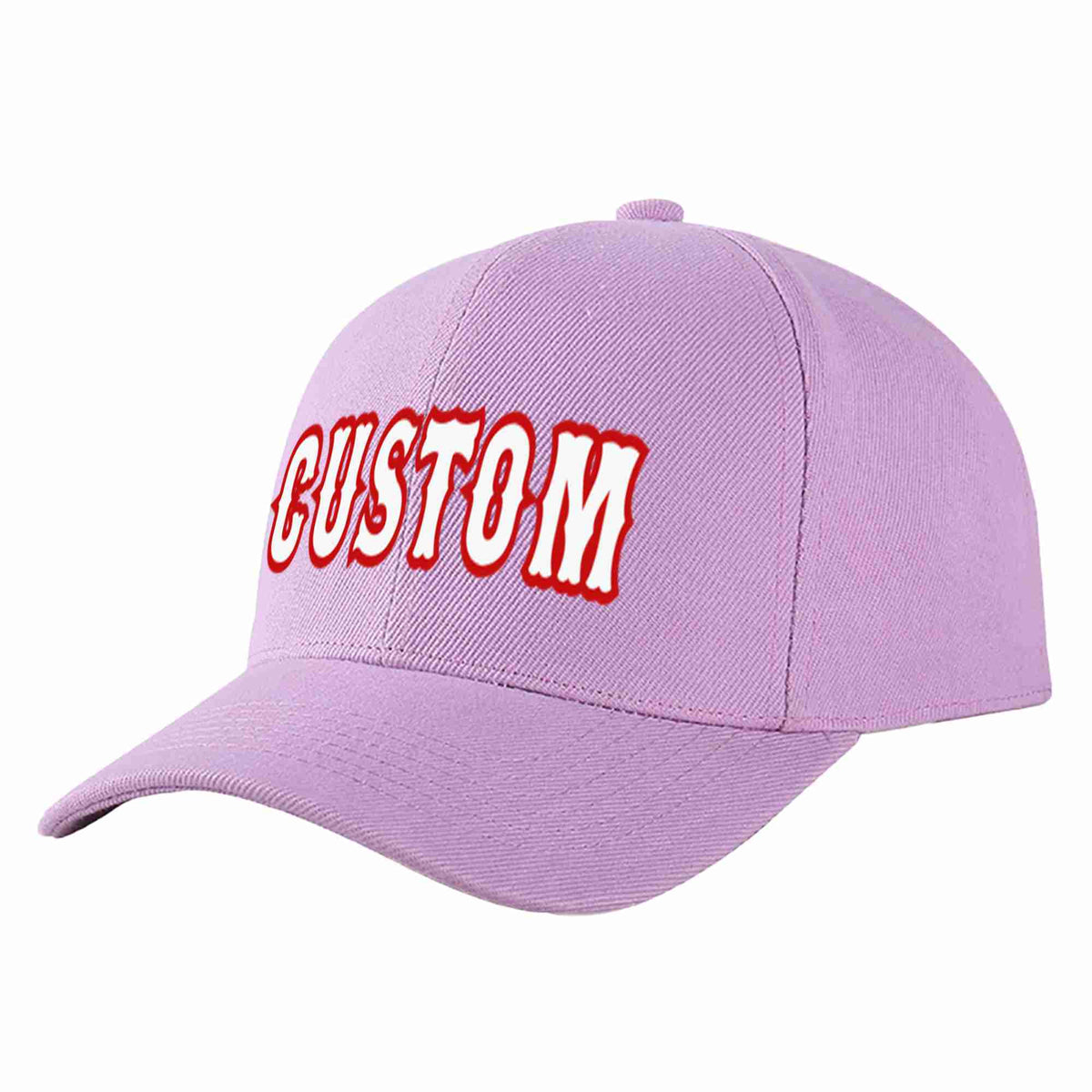 Custom Light Purple White-Red Curved Eaves Sport Baseball Cap Design for Men/Women/Youth