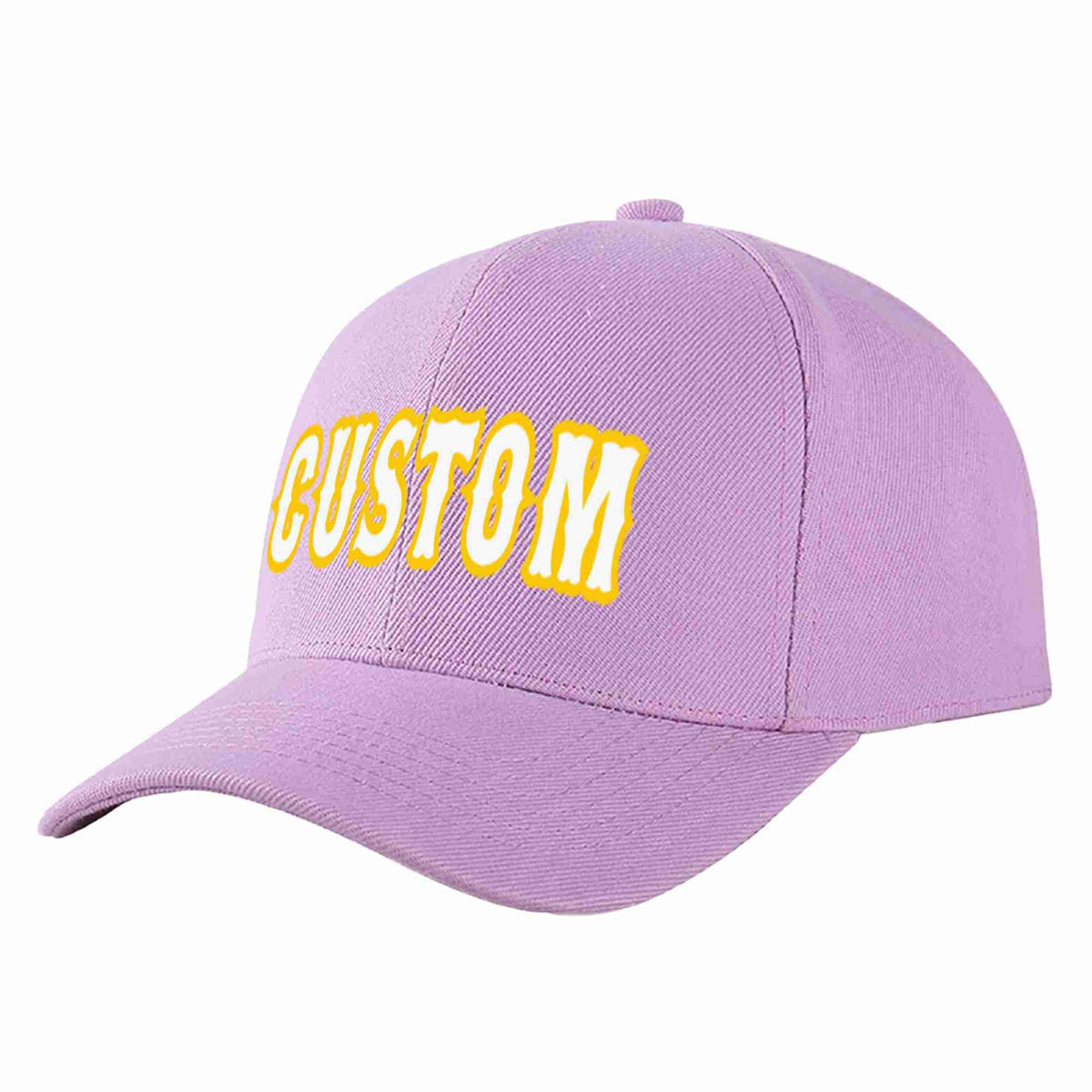 Custom Light Purple White-Gold Curved Eaves Sport Baseball Cap Design for Men/Women/Youth