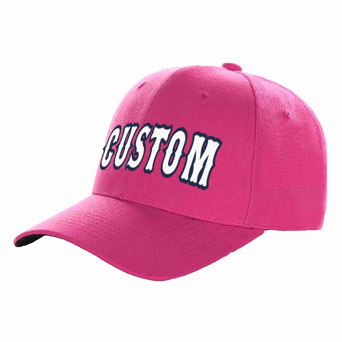 Custom Rose Red White-Navy Curved Eaves Sport Baseball Cap Design for Men/Women/Youth
