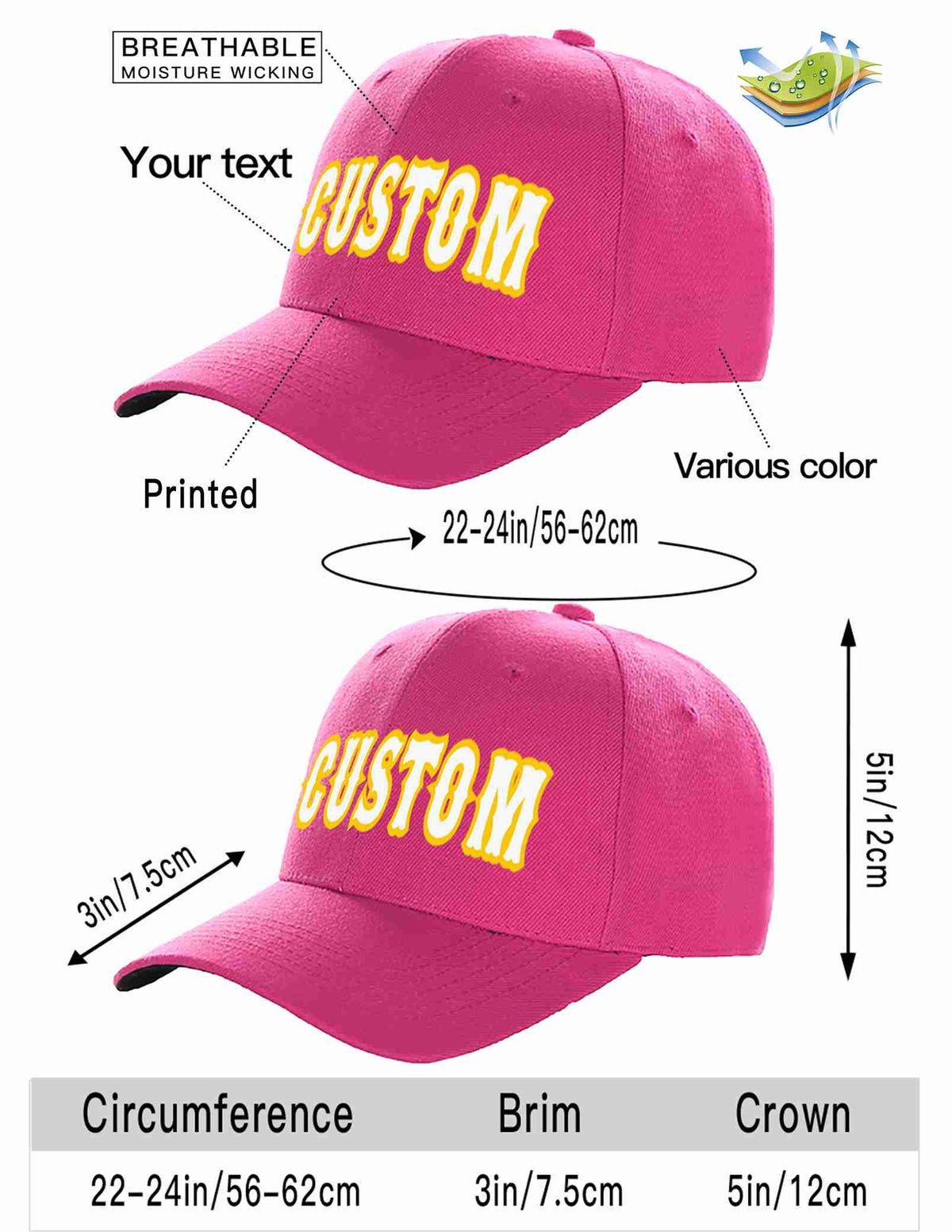 Custom Rose Red White-Gold Curved Eaves Sport Baseball Cap Design for Men/Women/Youth