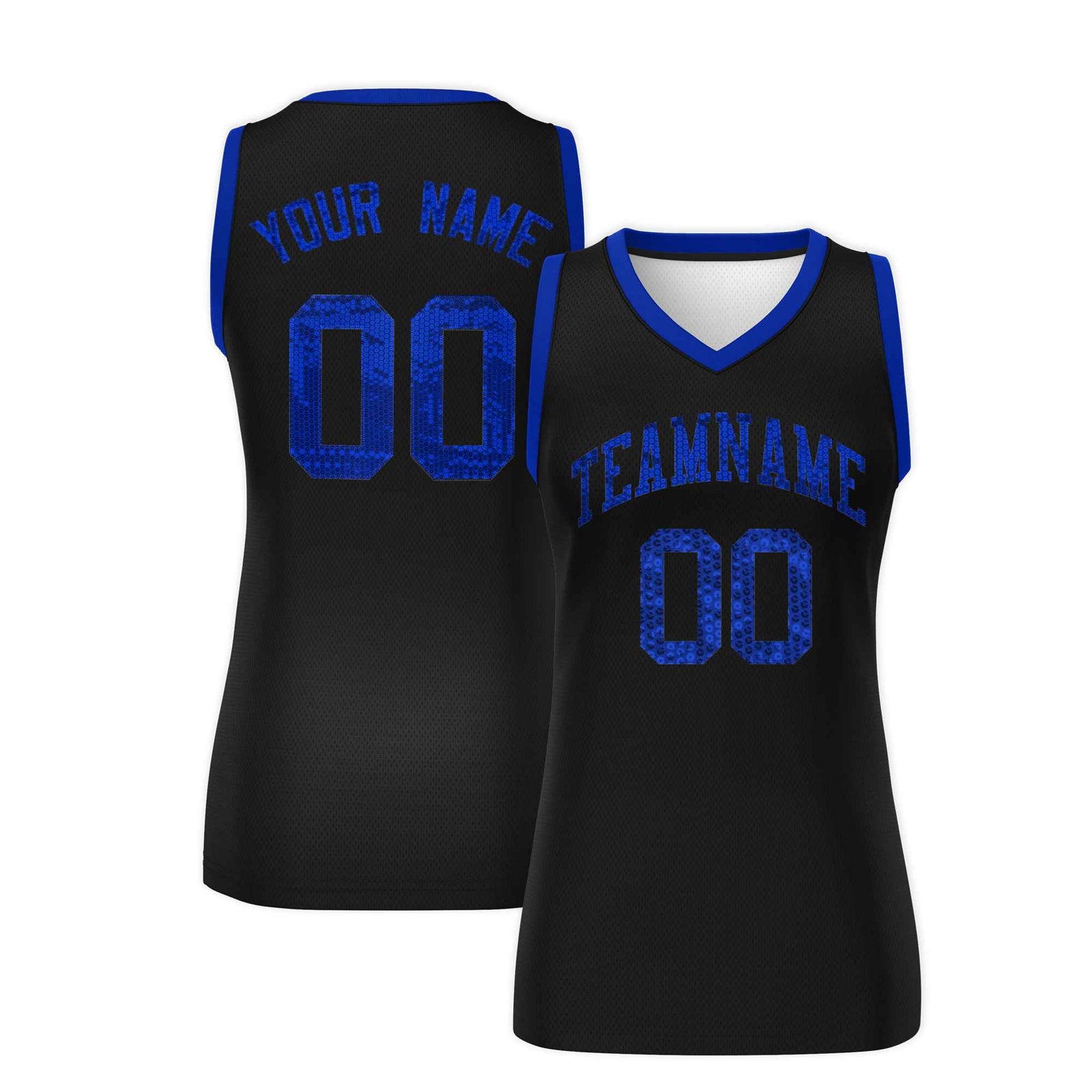 Custom Black Royal Women Netball Sequined Dress