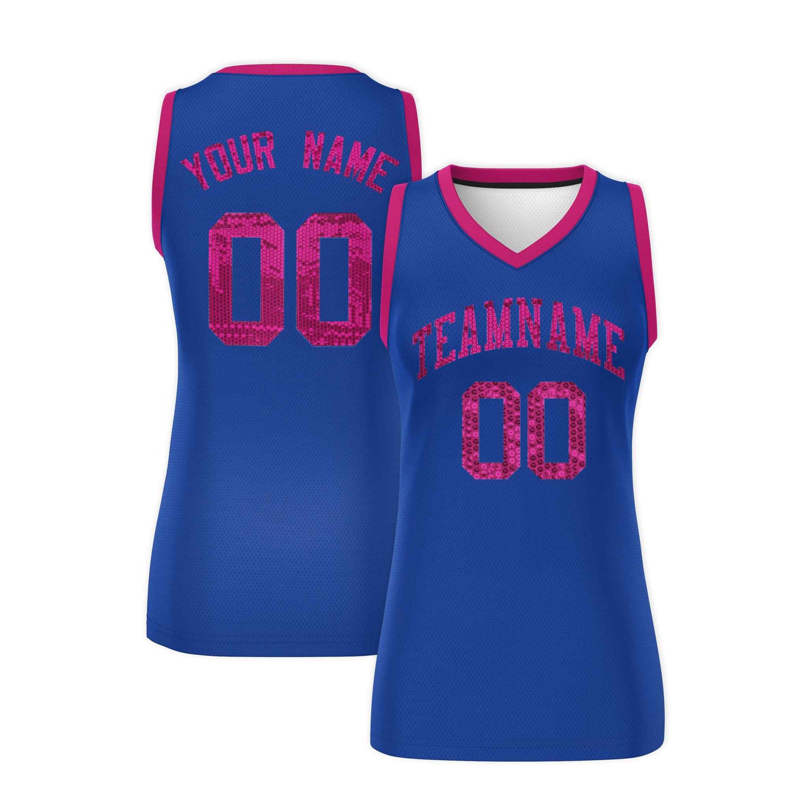 Custom Royal Pink Women Netball Sequined Dress