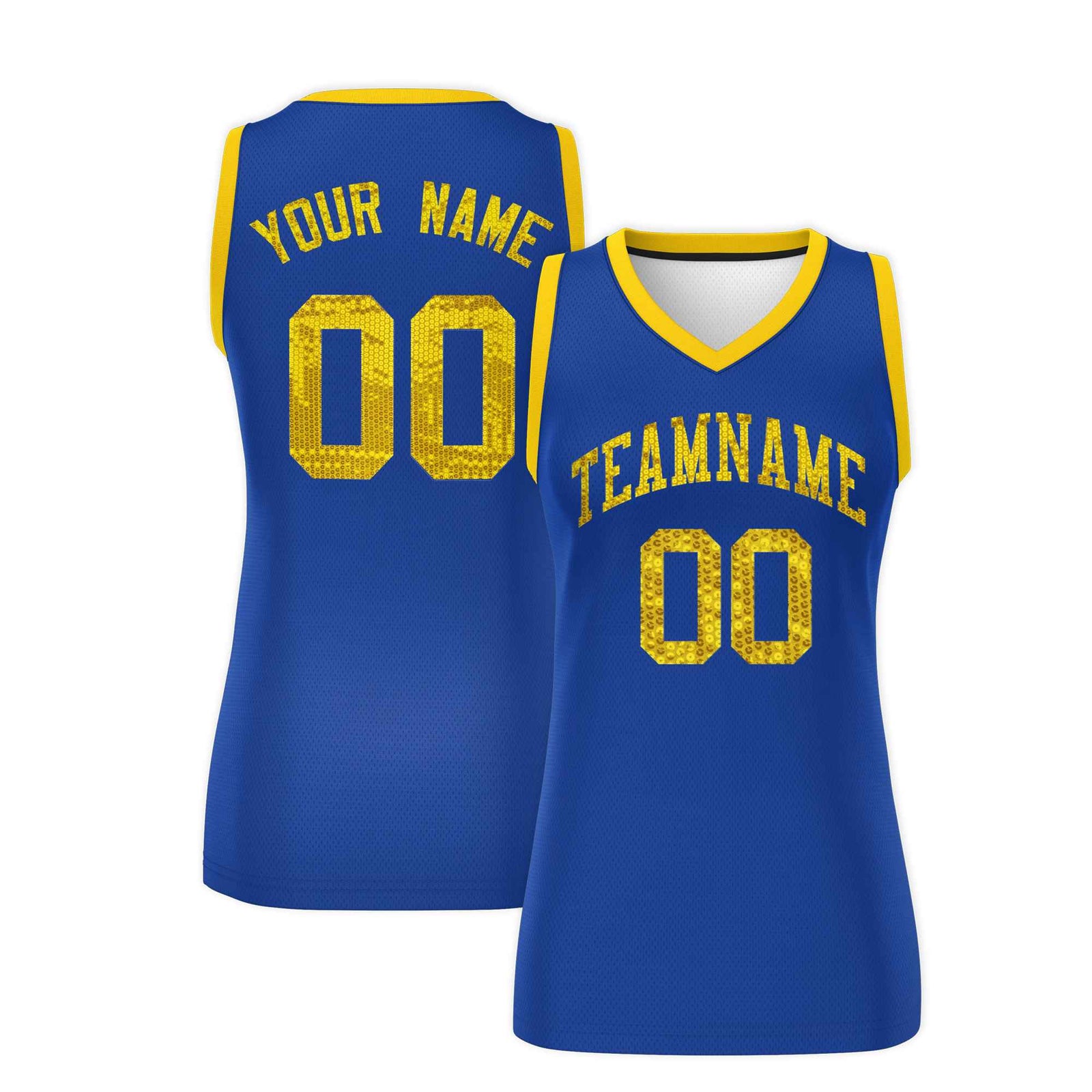 Custom Royal Gold Women Netball Sequined Dress