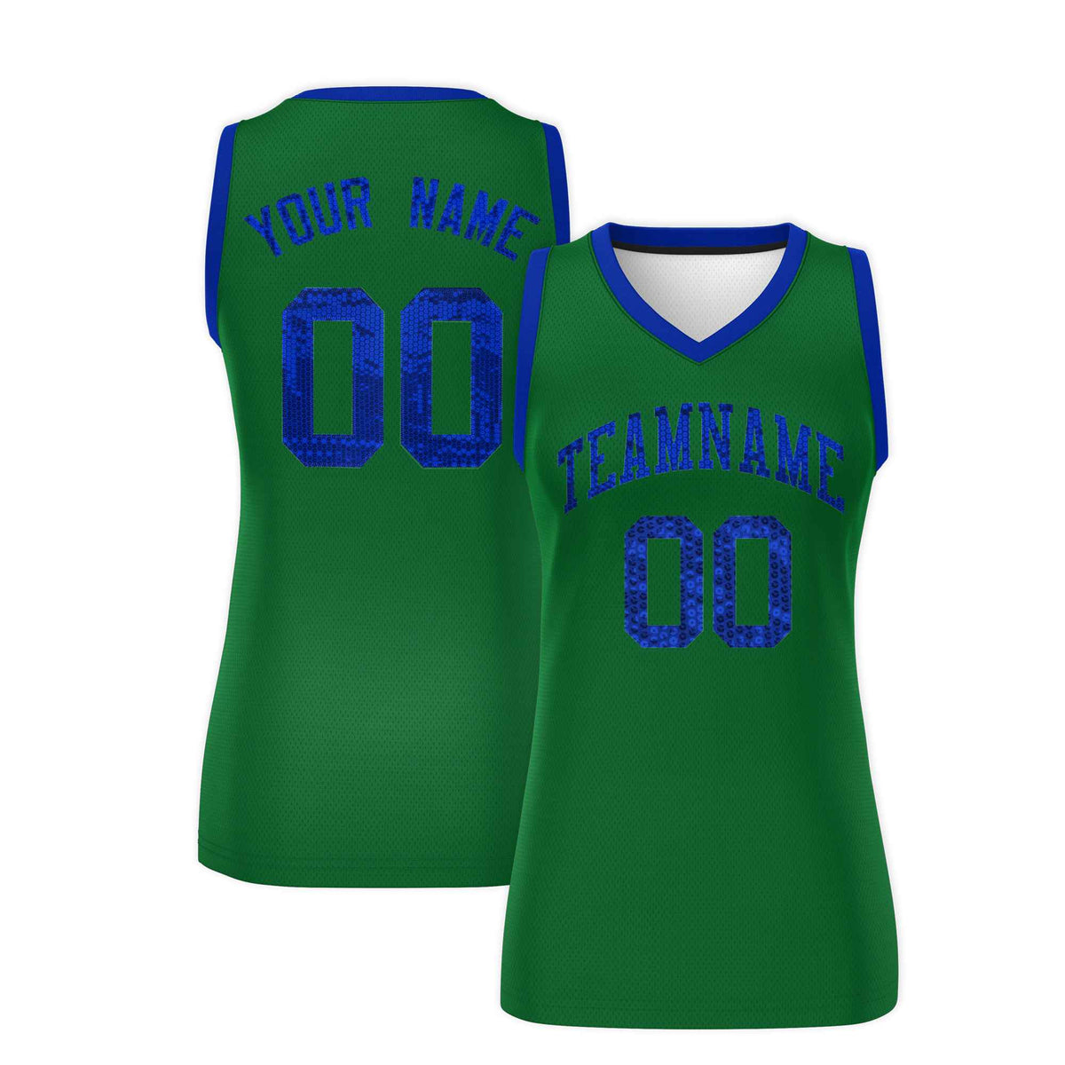 Custom Kelly Green Royal Women Netball Sequined Dress
