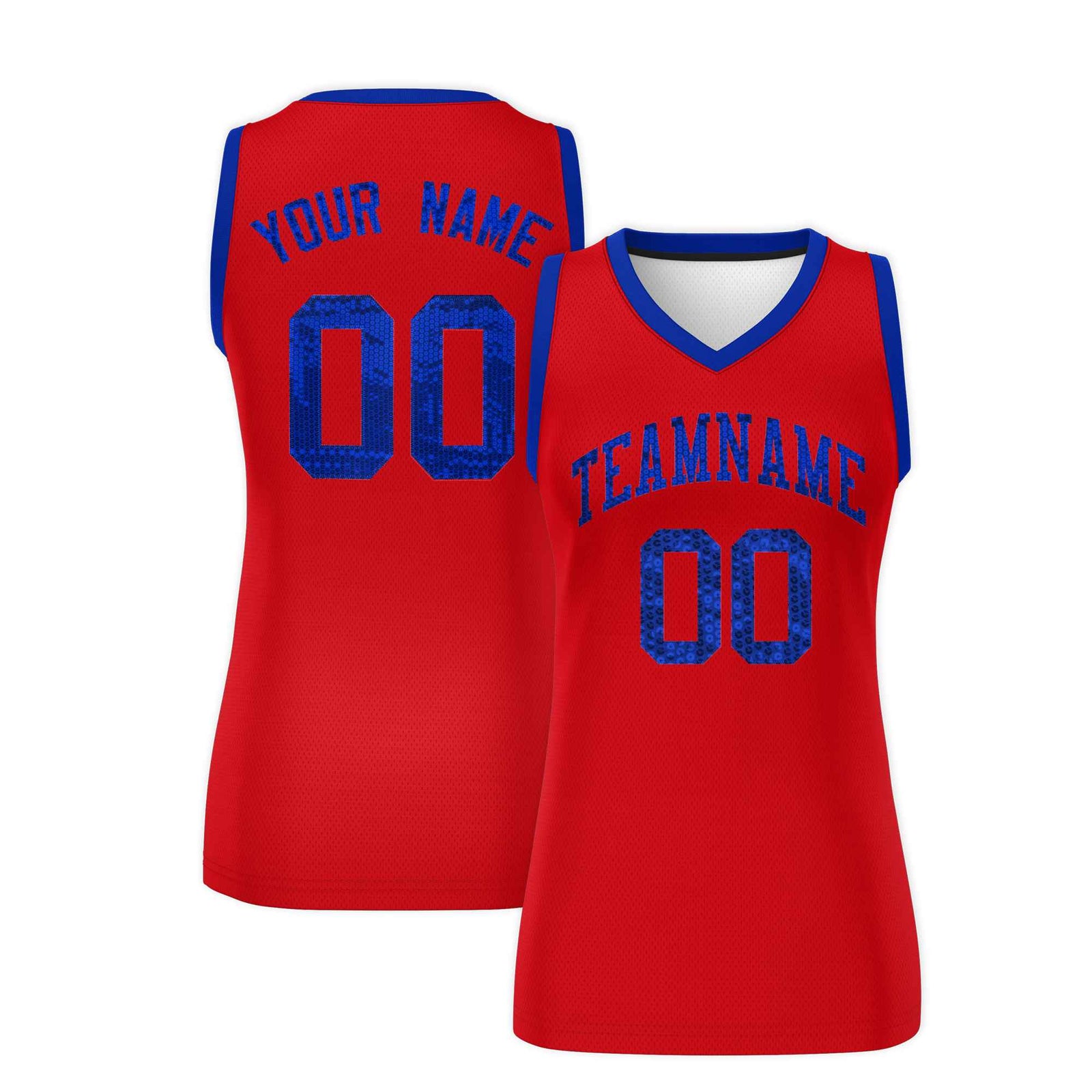 Custom Red Royal Women Netball Sequined Dress