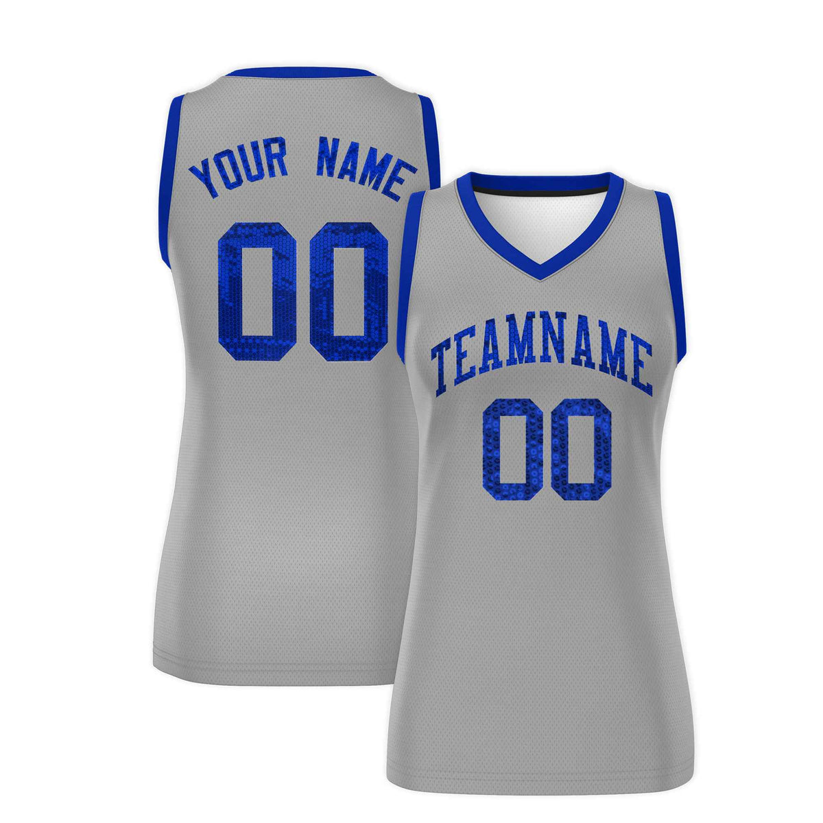 Custom Silver Royal Women Netball Sequined Dress