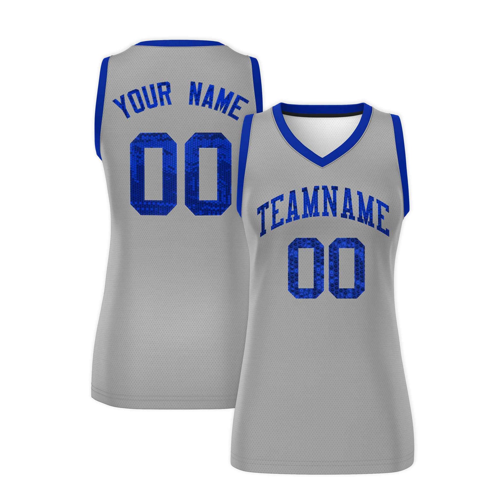 Custom Silver Royal Women Netball Sequined Dress