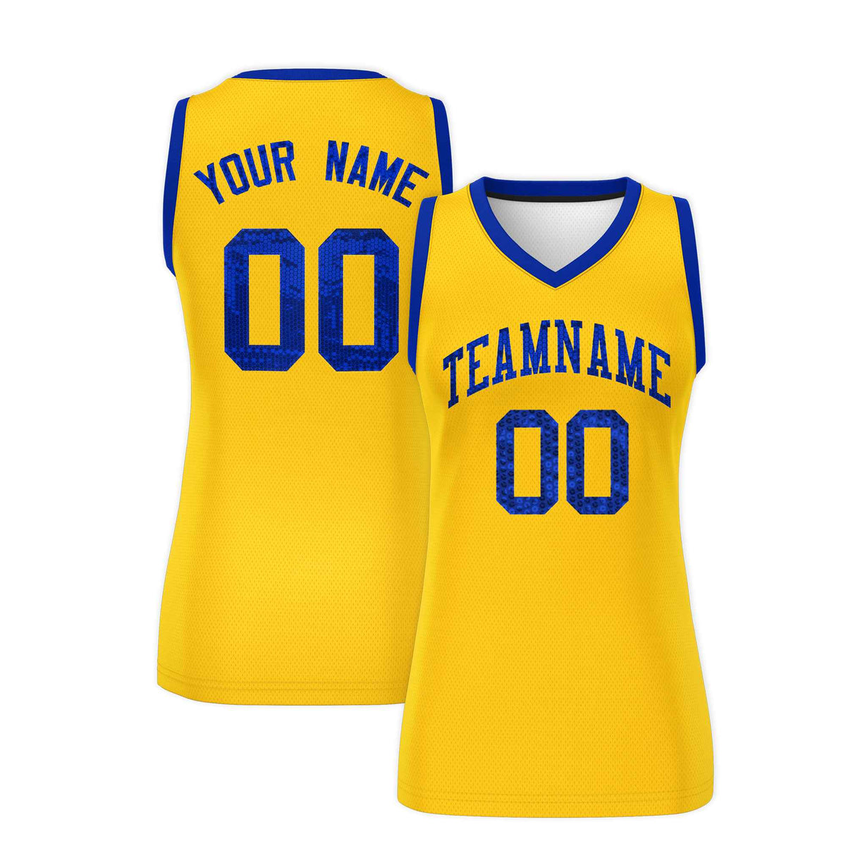 Custom Gold Royal Women Netball Sequined Dress