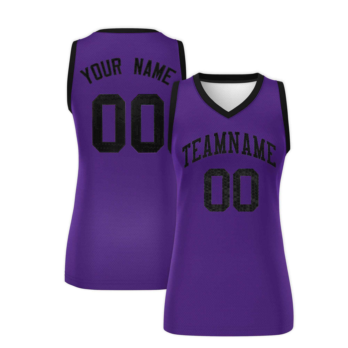 Custom Purple Black Women Netball Sequined Dress