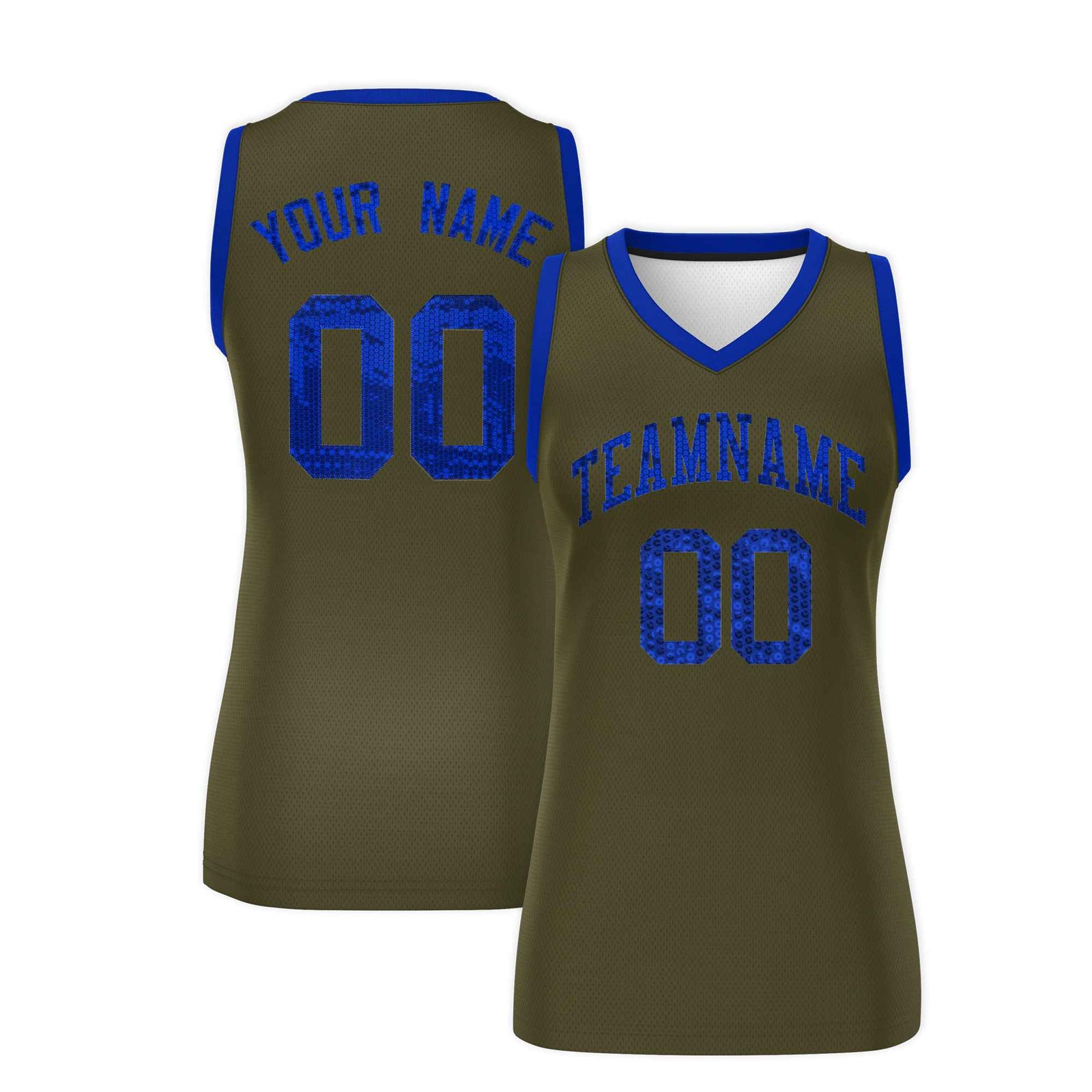 Custom Olive Royal Women Netball Sequined Dress