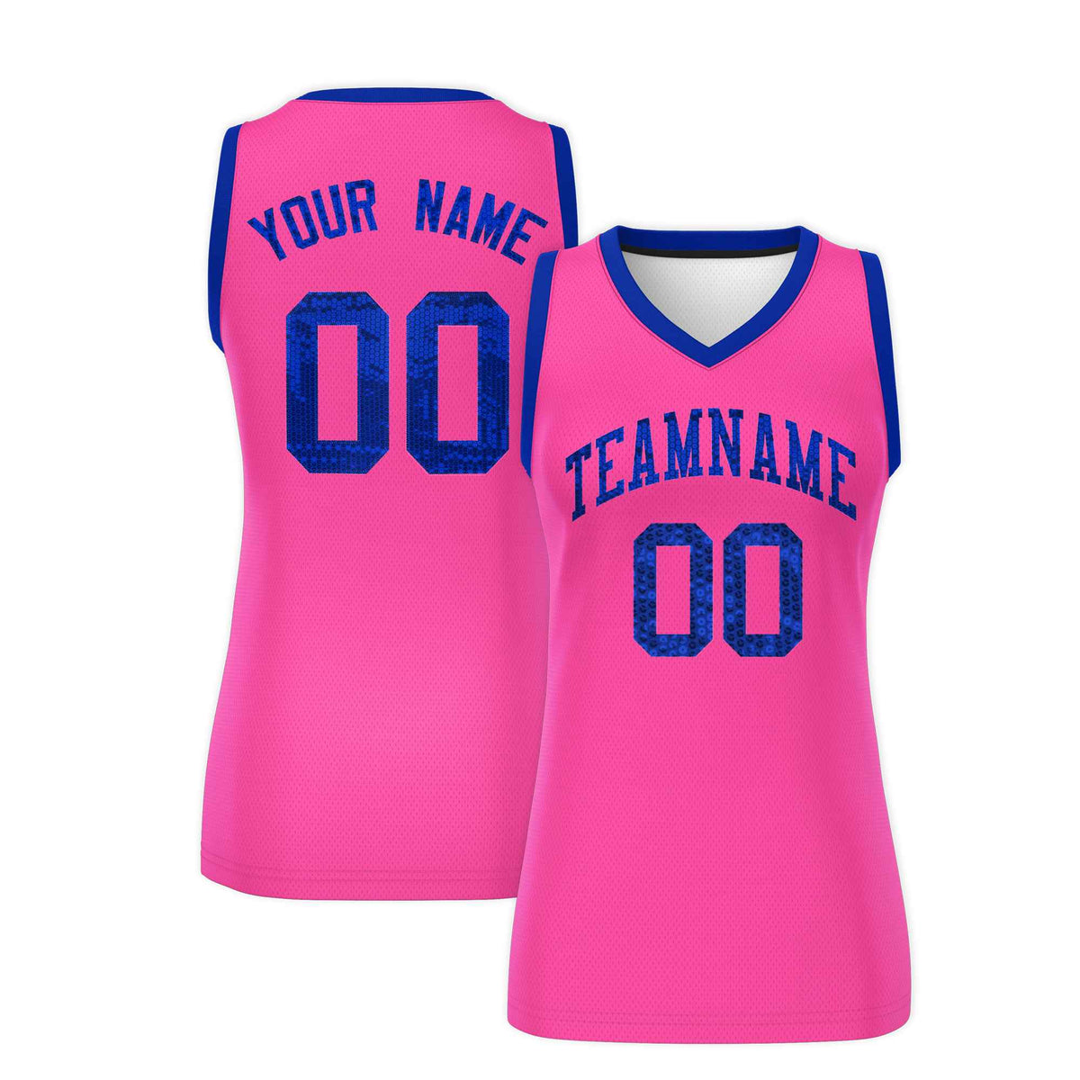 Custom Pink Royal Women Netball Sequined Dress