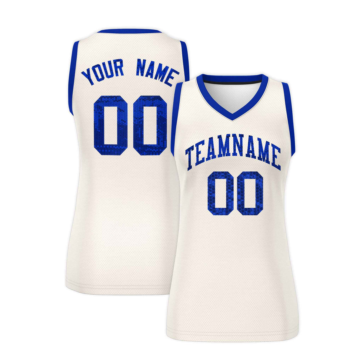 Custom Cream Royal Women Netball Sequined Dress