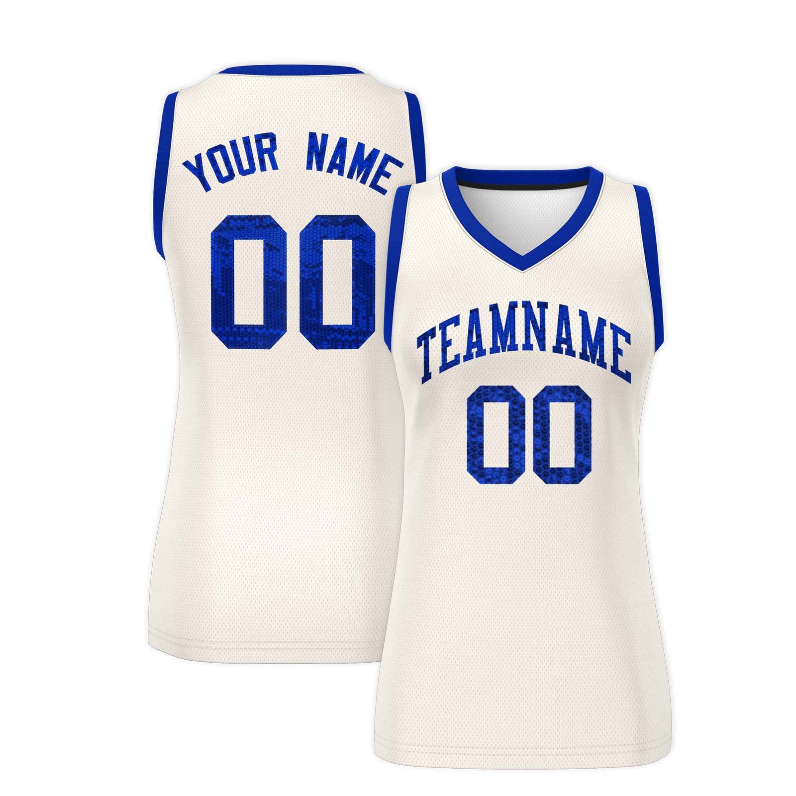 Custom Cream Royal Women Netball Sequined Dress