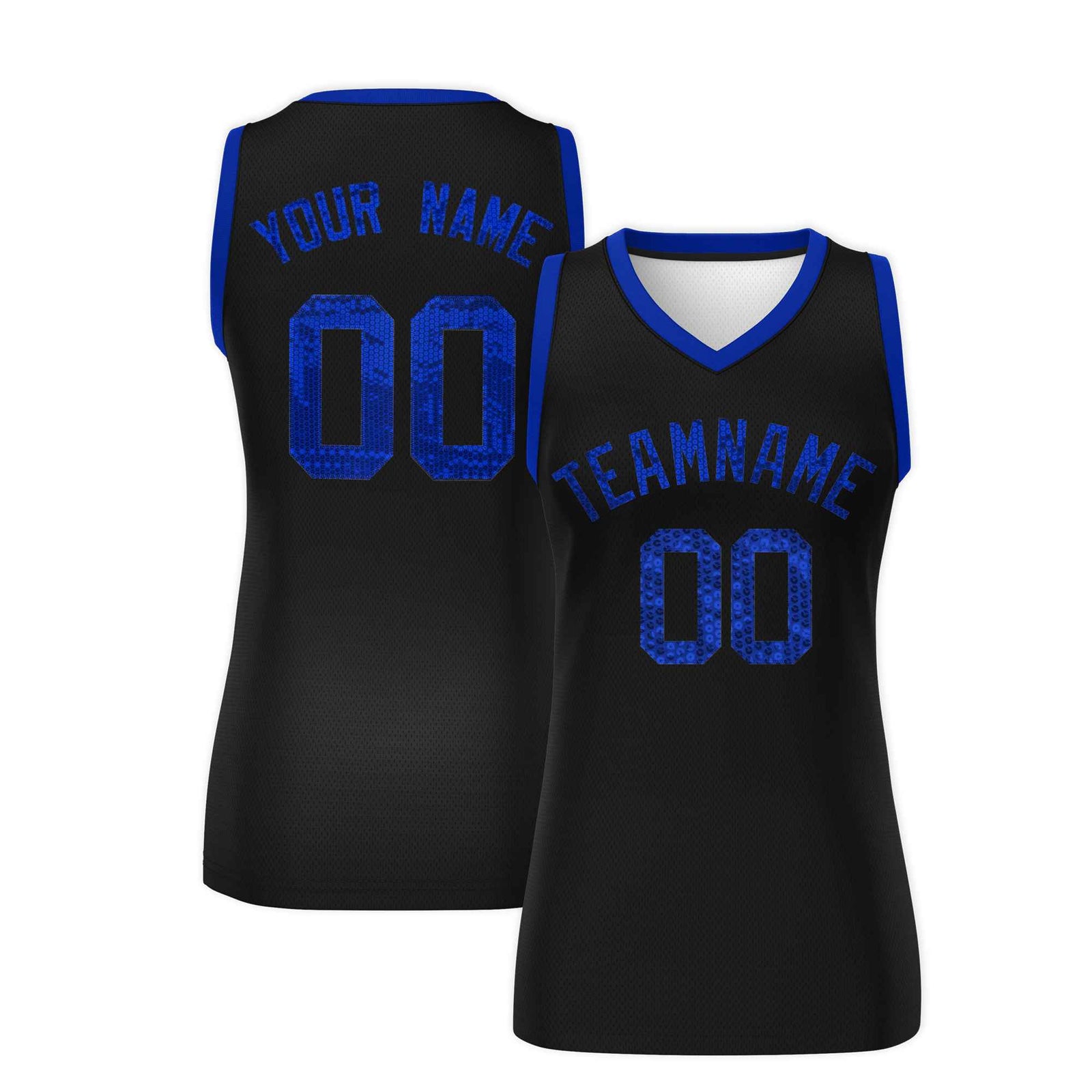 Custom Black Royal Women Netball Sequined Dress