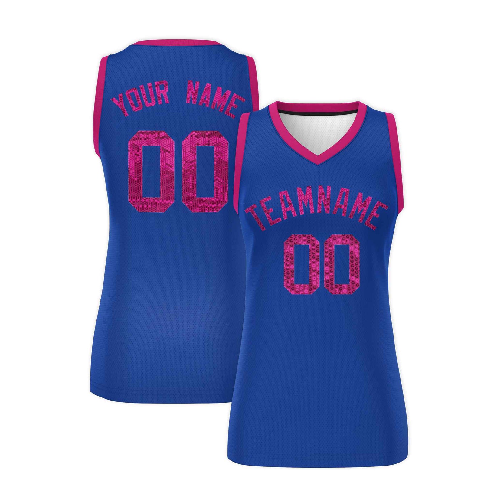 Custom Royal Pink Women Netball Sequined Dress