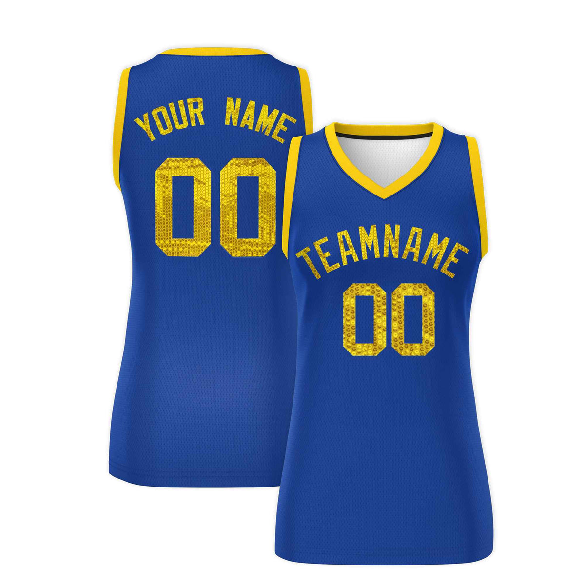 Custom Royal Gold Women Netball Sequined Dress