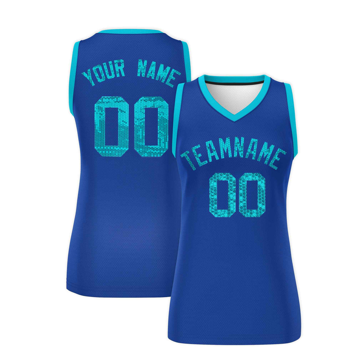 Custom Royal Sky Blue Women Netball Sequined Dress