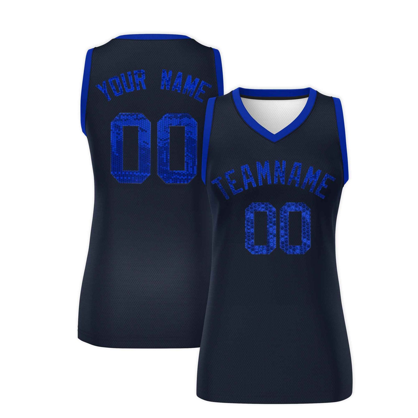 Custom Navy Royal Women Netball Sequined Dress