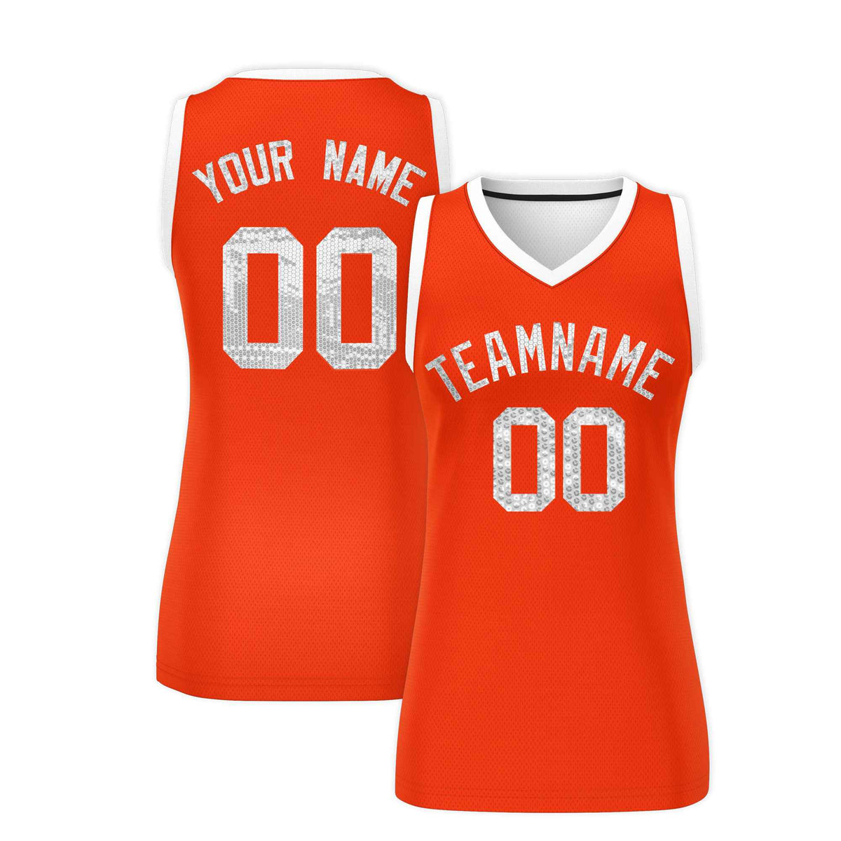 Custom Orange White Women Netball Sequined Dress