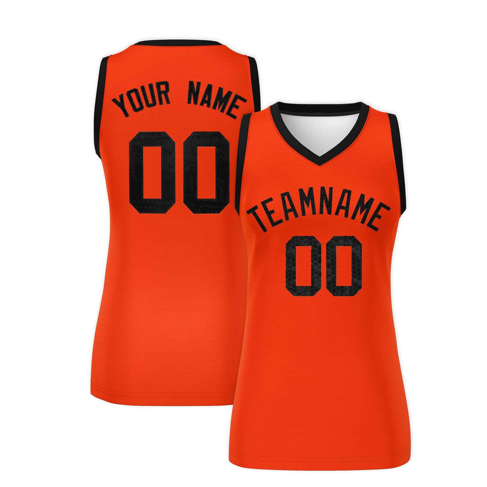 Custom Orange Black Women Netball Sequined Dress