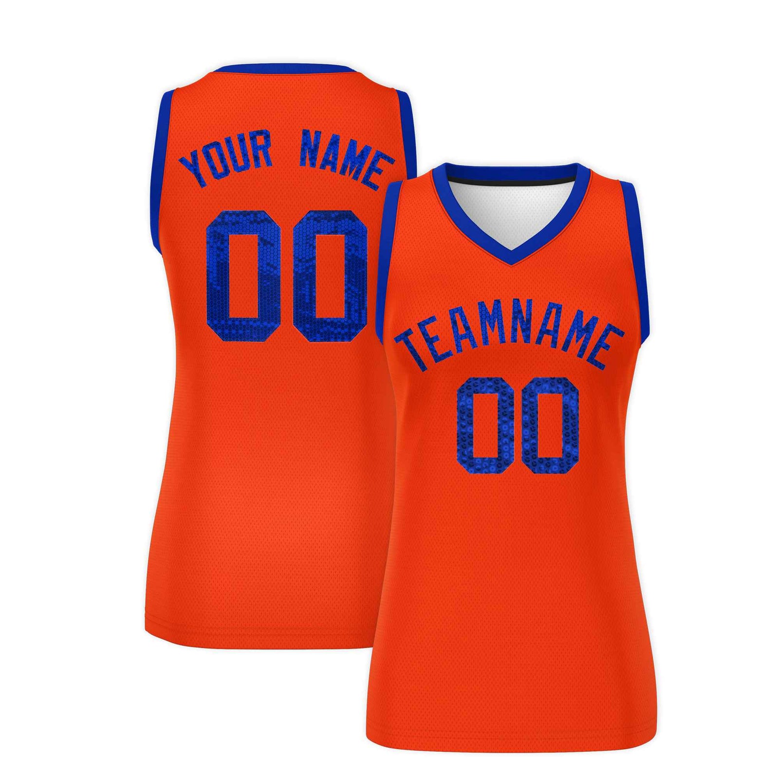 Custom Orange Royal Women Netball Sequined Dress