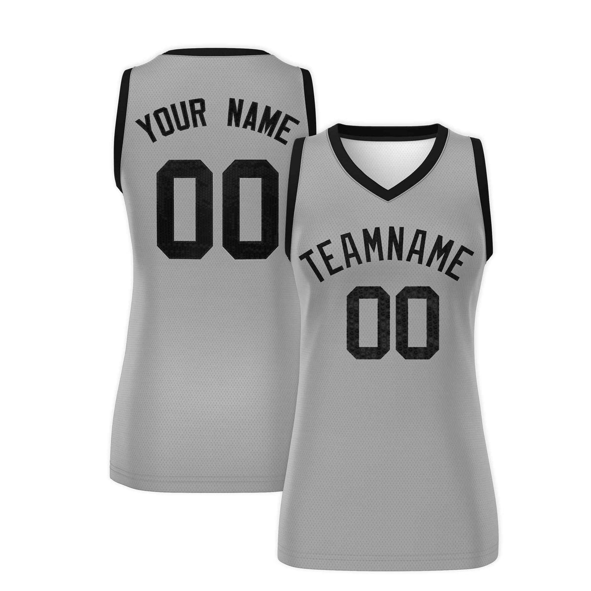 Custom Silver Black Women Netball Sequined Dress