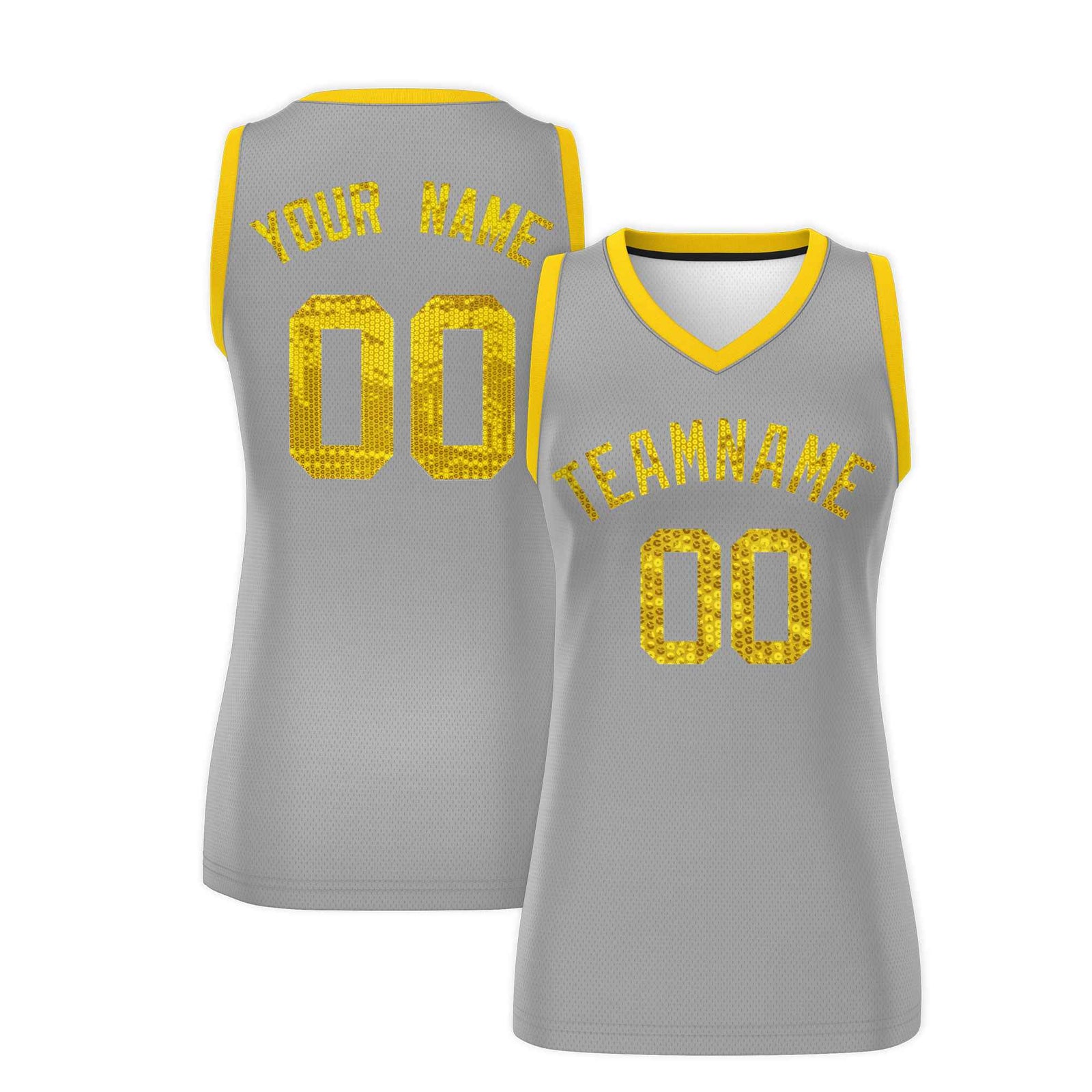 Custom Silver Gold Women Netball Sequined Dress