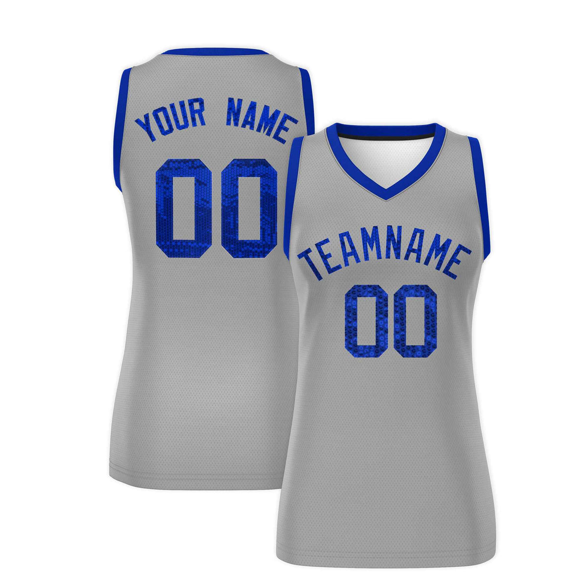 Custom Silver Royal Women Netball Sequined Dress