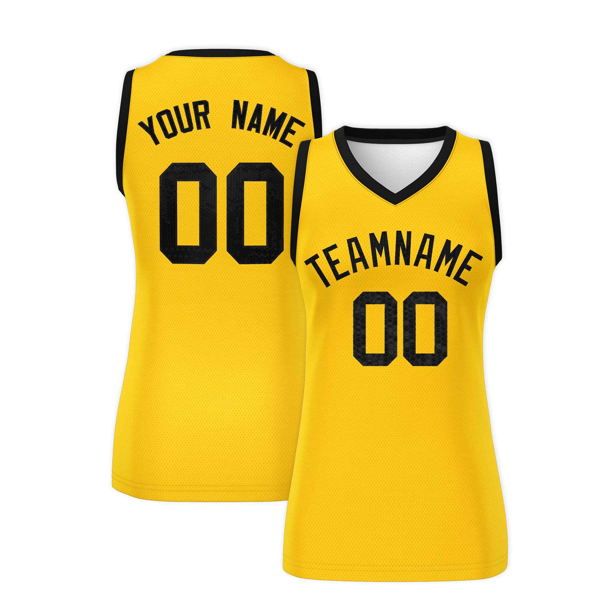 Custom Gold Black Women Netball Sequined Dress
