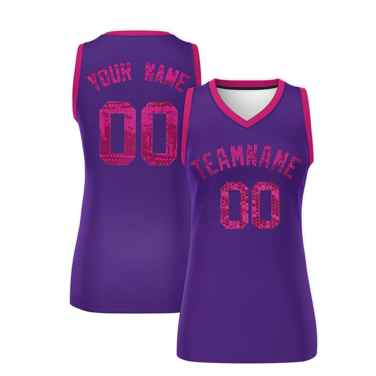 Custom Purple Pink Women Netball Sequined Dress