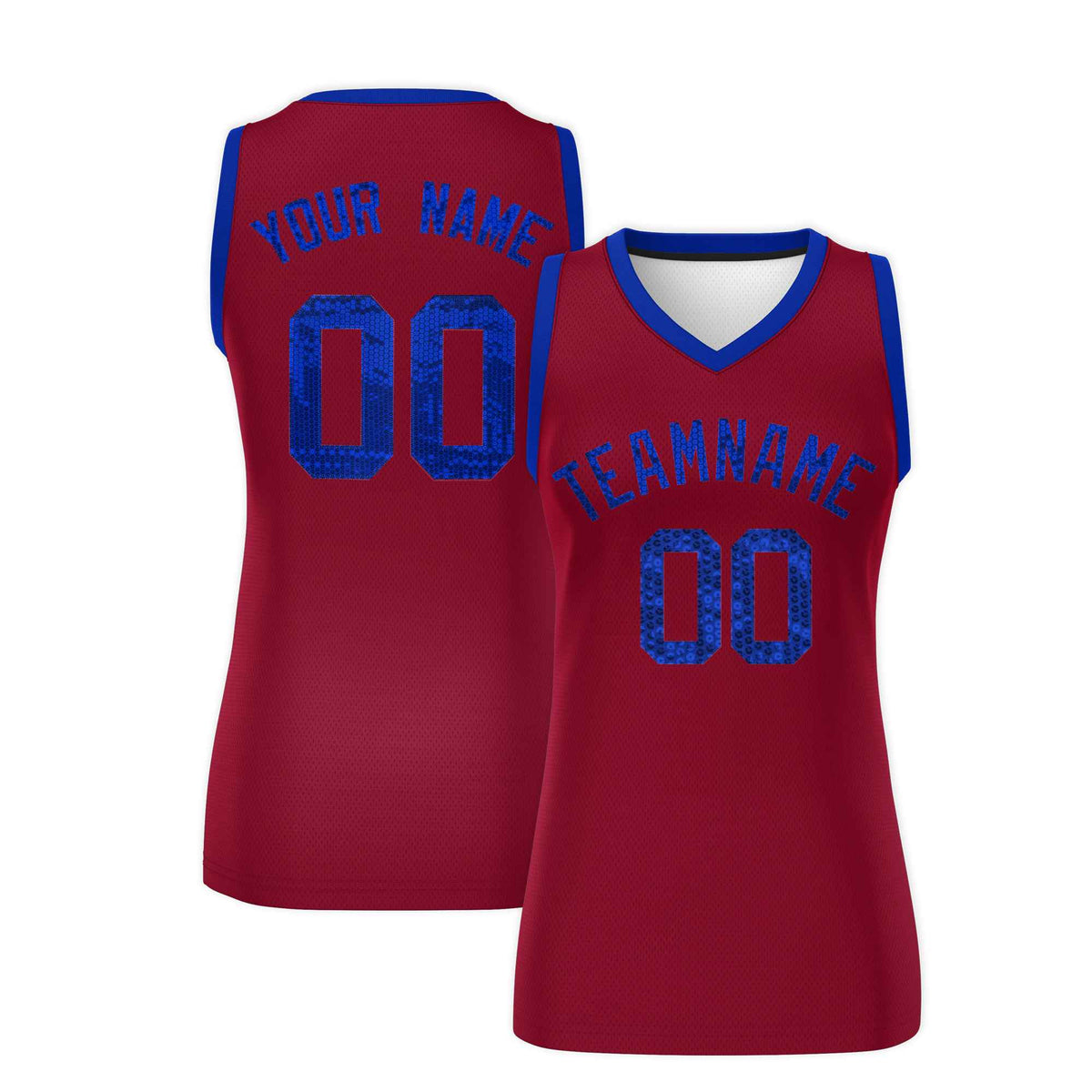 Custom Crimson Royal Women Netball Sequined Dress