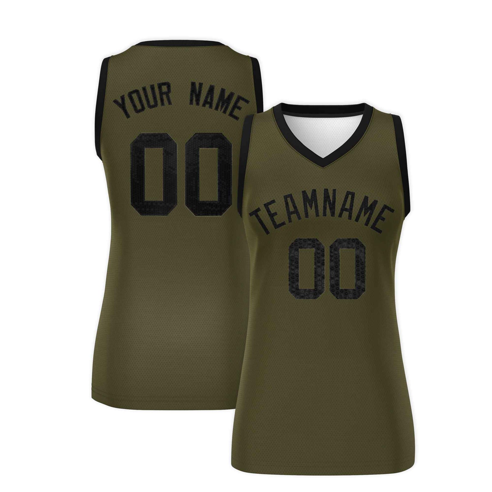 Custom Olive Black Women Netball Sequined Dress