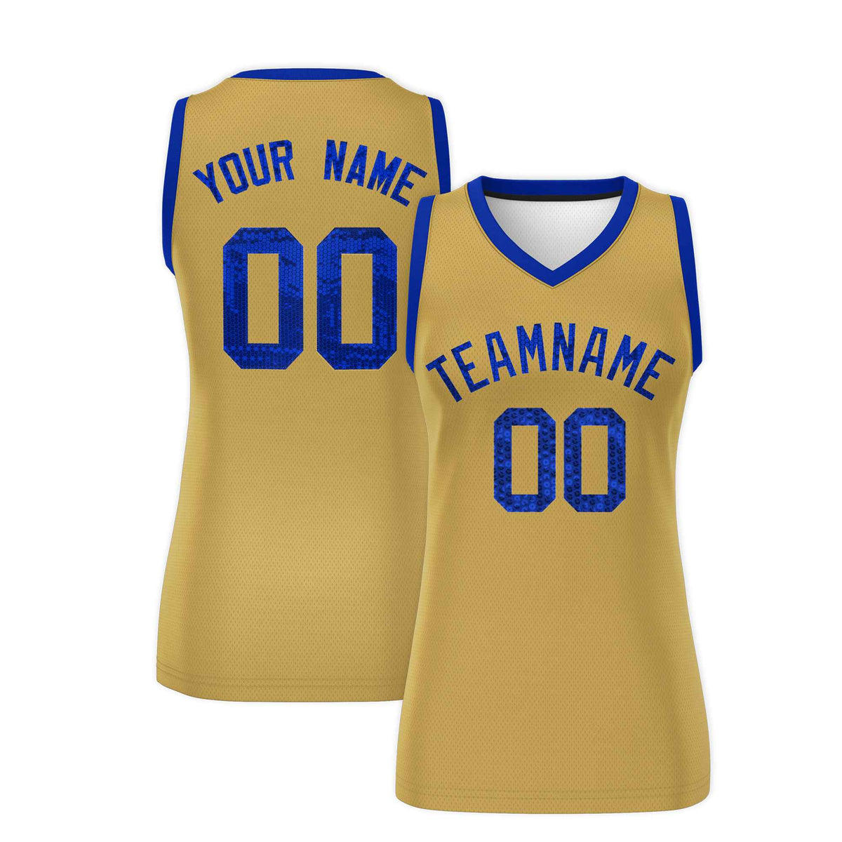 Custom Old Gold Royal Women Netball Sequined Dress
