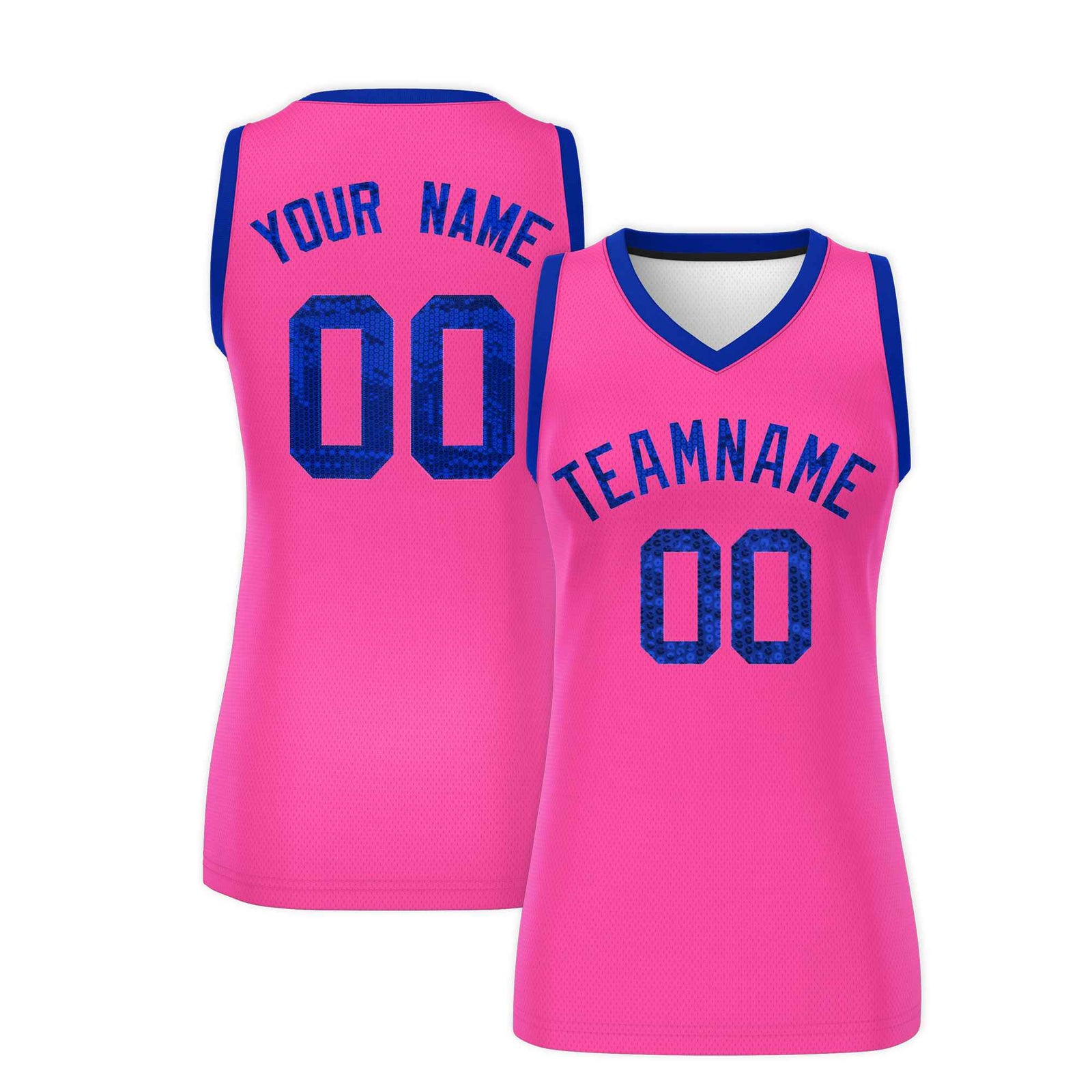 Custom Pink Royal Women Netball Sequined Dress