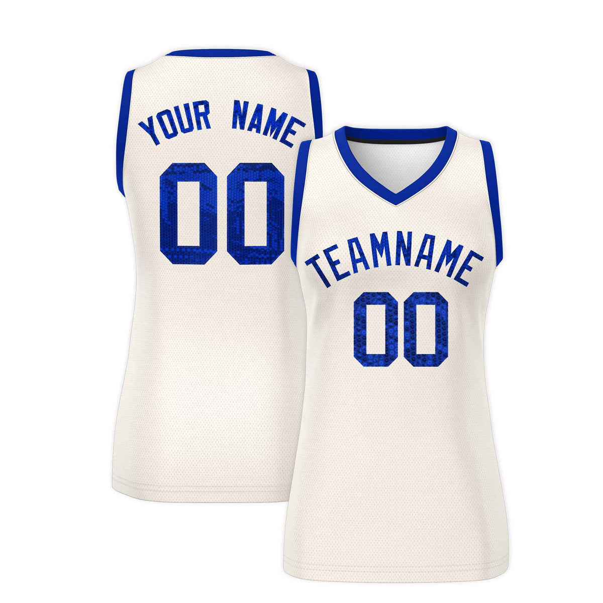 Custom Cream Royal Women Netball Sequined Dress