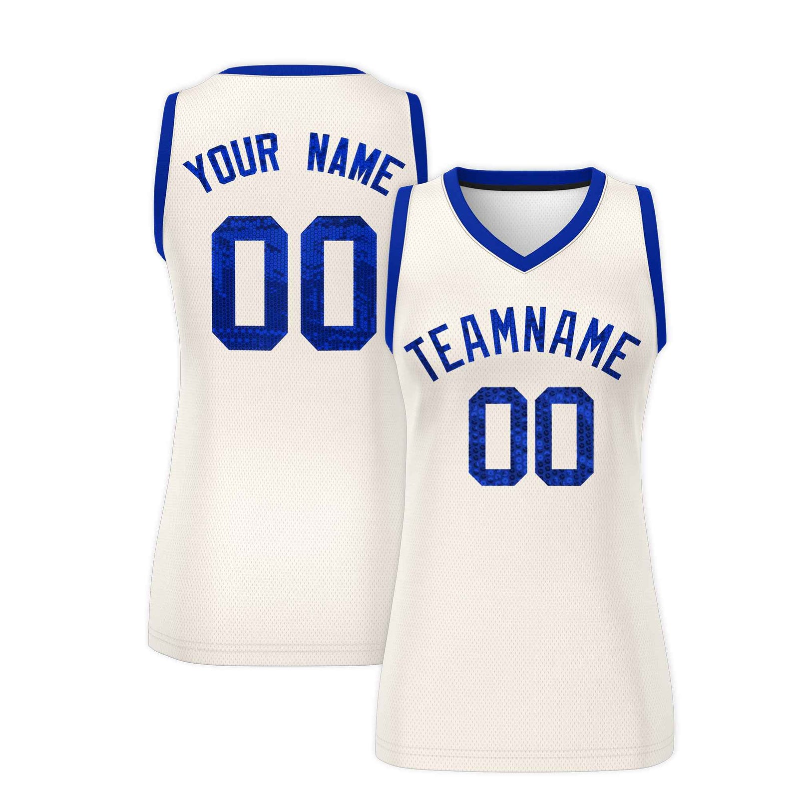 Custom Cream Royal Women Netball Sequined Dress