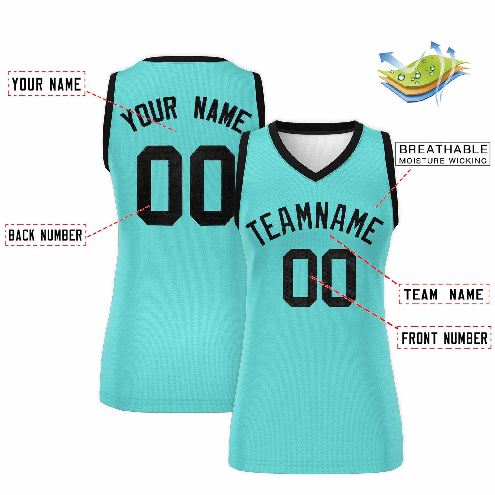 Custom Bright Green Black Women Netball Sequined Dress