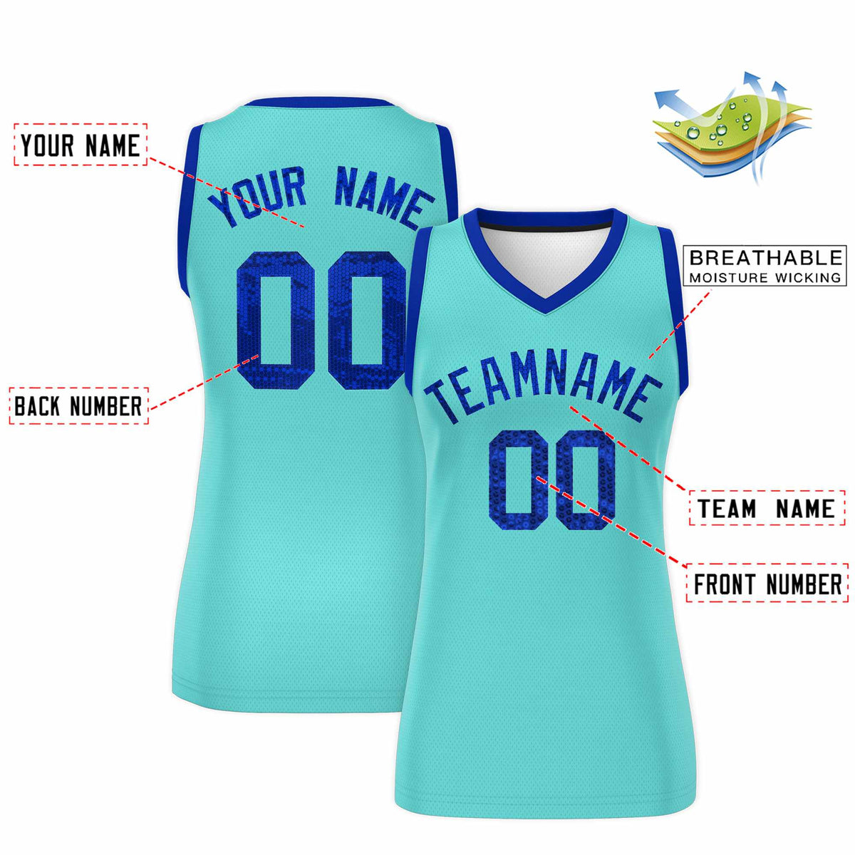 Custom Bright Green Royal Women Netball Sequined Dress