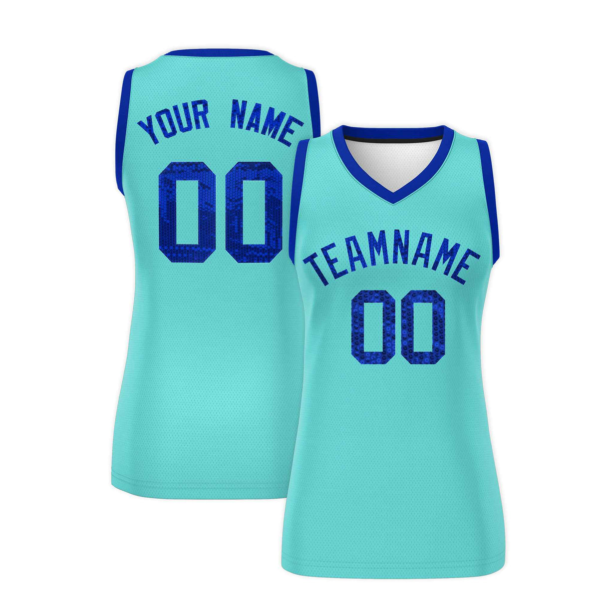 Custom Bright Green Royal Women Netball Sequined Dress