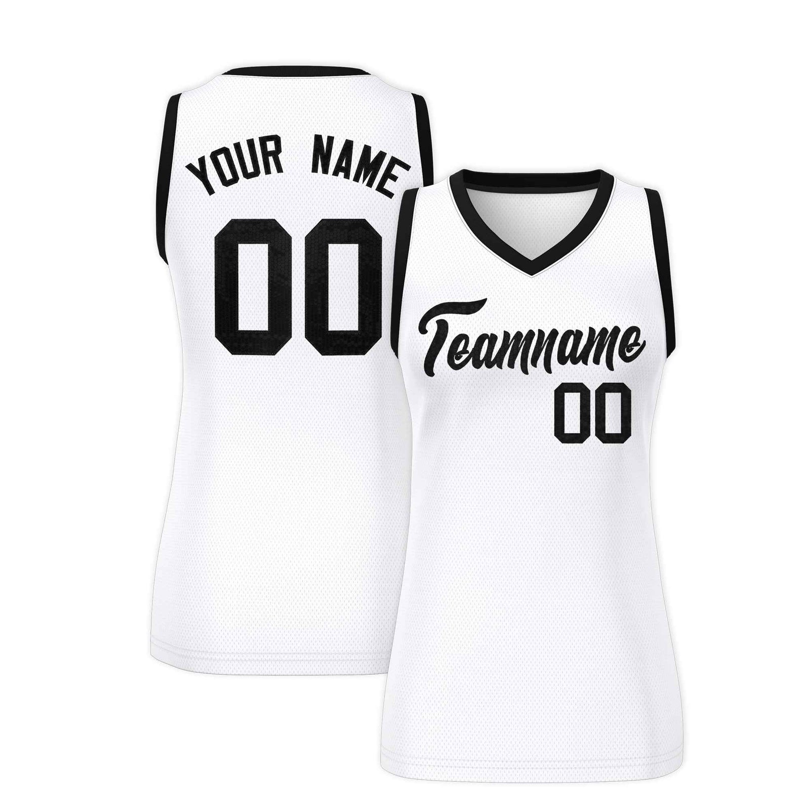 Custom White Black Women Netball Sequined Dress