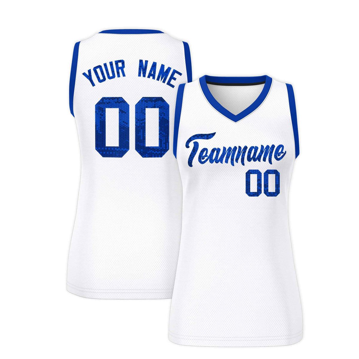Custom White Royal Women Netball Sequined Dress