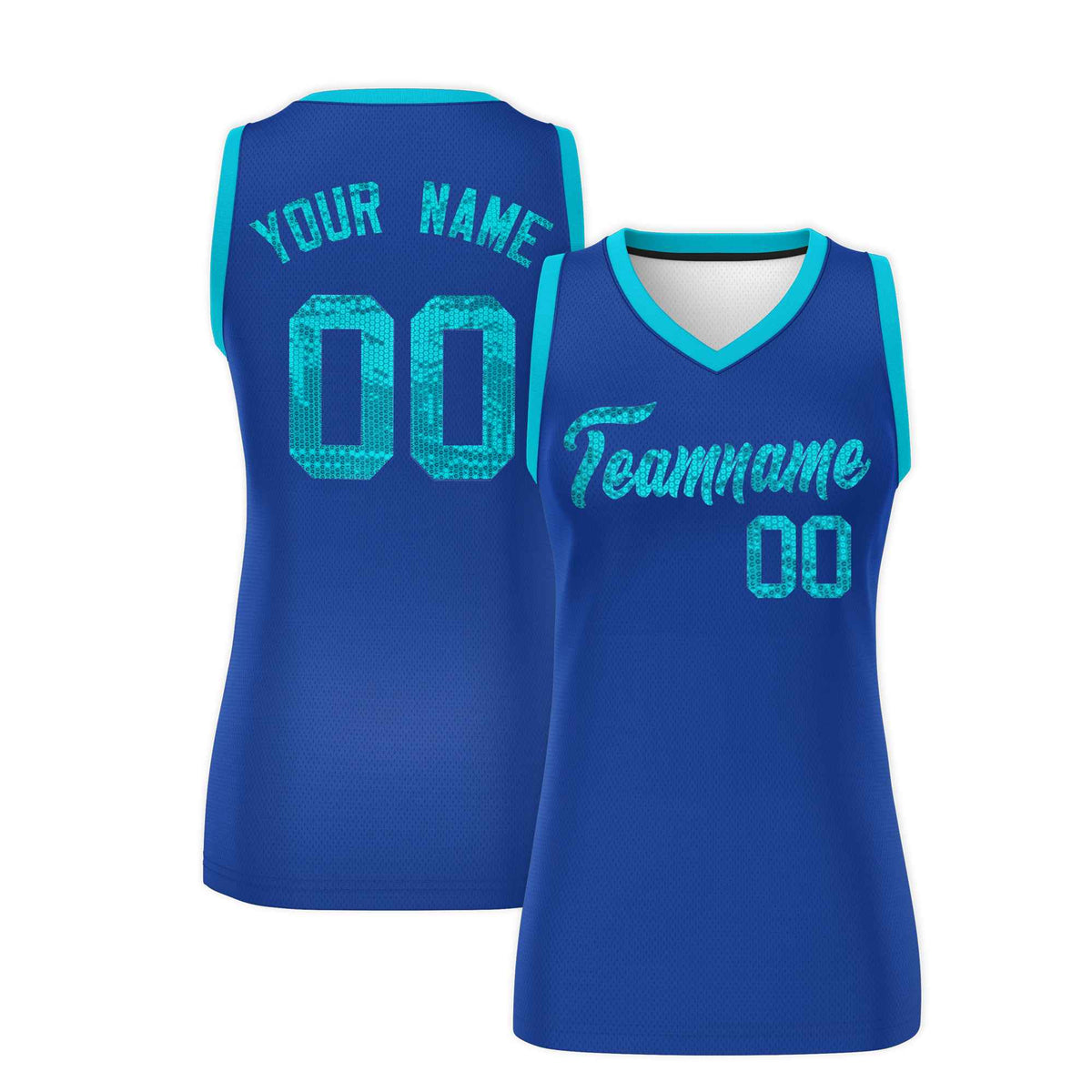 Custom Royal Sky Blue Women Netball Sequined Dress